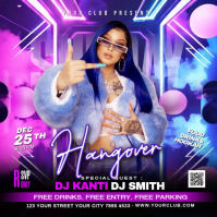 Purple Neon Club Party Square Video template