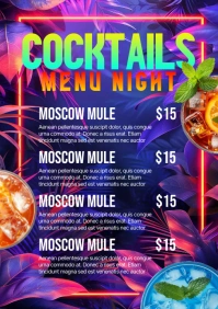 Purple Neon Cocktail A5 template