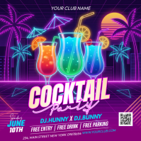 Purple Neon Cocktail Party Instagram Post template