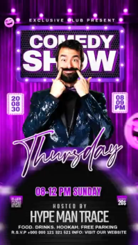 Purple Neon Comedy Show Instagram Story Video template