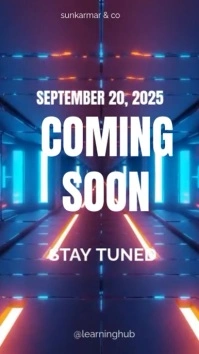 Purple Neon Coming Soon Digital Display (9:16) template