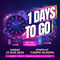 Purple Neon Countdown Event Square template