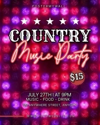 Purple Neon Country Music Party Instagram Portrait template