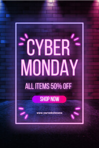 Fioletowy Cyber Monday Sale Poster Template