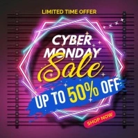 Purple Neon Cyber Monday  Instagram Post Instagram-opslag template