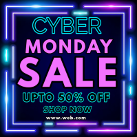 Purple Neon Cyber Monday Promo Flyer  Instagram Post template