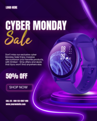 Purple Neon Cyber Monday Sale Flyer  Instagram Portrait template
