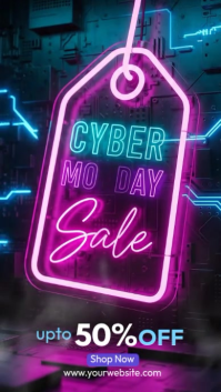 Purple Neon Cyber Monday Sale Instagram Story template