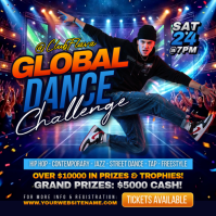 Purple Neon Dance Competition Instagram Post template