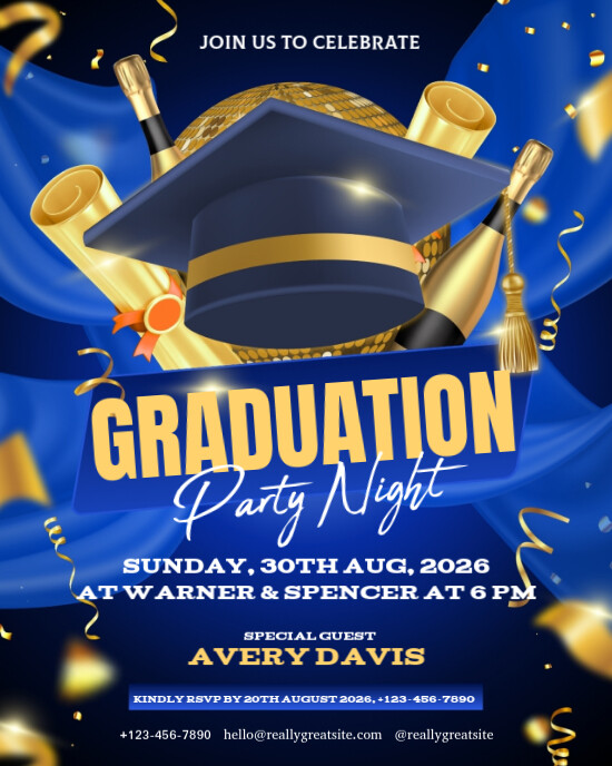 Purple Neon Dark Blue College Graduation Party Event Promotion Instagram Post template