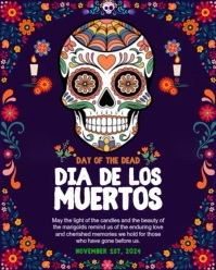 Purple Neon Dia De Los Muertos Template Instagram Portrait