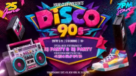 Purple Neon Disco 90's Party Digital Display Video template
