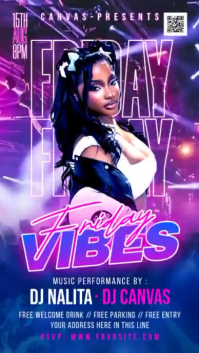 Purple Neon DJ Music Event Instagram Story Video template