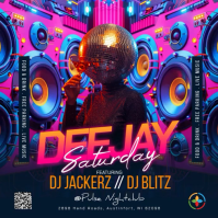 Purple Neon DJ Night Event Instagram Post Video template
