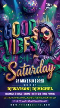 Purple Neon DJ Night Event Instagram Story template