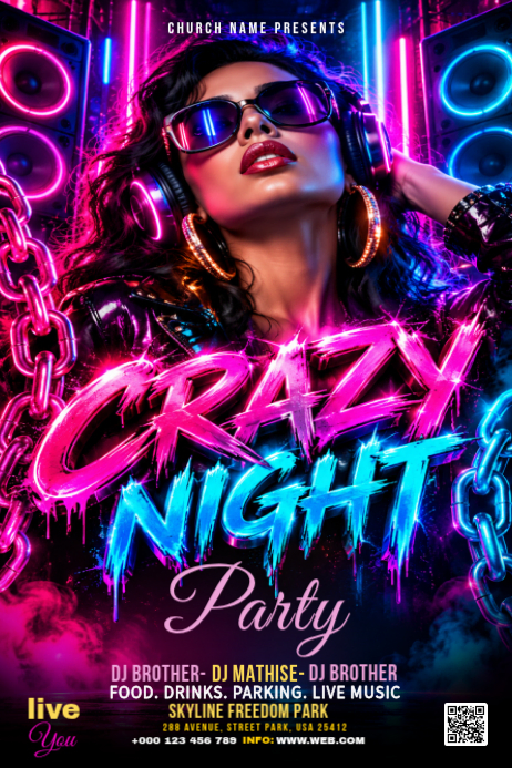 Purple Neon Dj Nightclub Party Poster Template | PosterMyWall