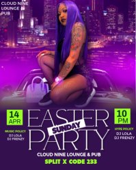 Purple Neon Easter Party Instagram Portrait template