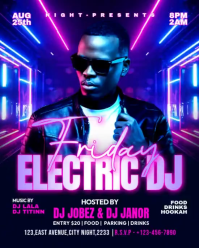 Purple Neon Electric DJ Night Event Instagram Portrait Video template