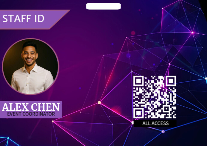 Copy of Purple Neon Event Id Card Badge Design Template A6 | PosterMyWall