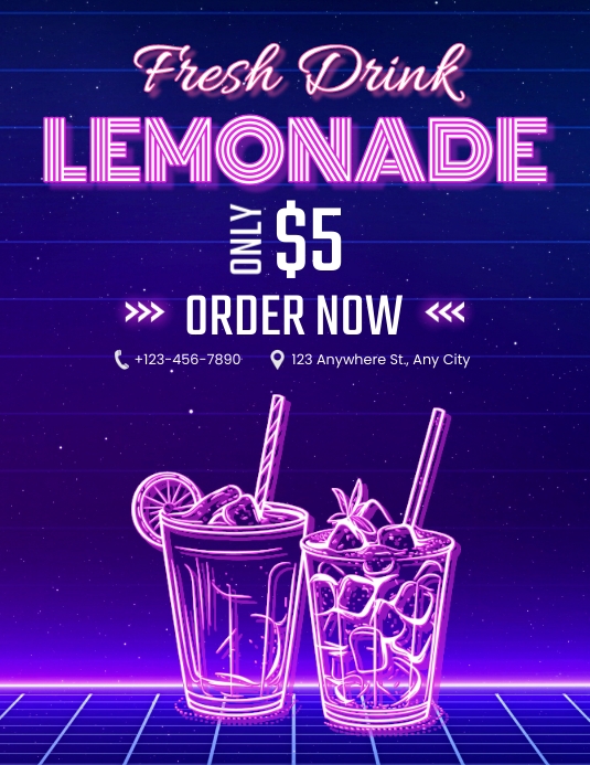 Copy of Purple Neon Fresh Lemonade Drink Promotion PosterMyWall