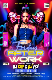Purple Neon Friday After Work Night Party Flyer Tabloid Tabloïd template