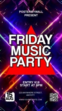 Purple Neon Friday Music Party Reel Instagram template