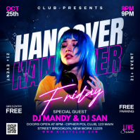 Purple Neon Friday Night Club Party Instagram Post template