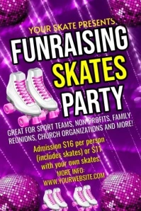 Purple Neon Funraising Skates Poster Plakat template