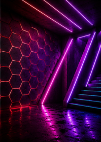 Purple Neon Futuristic Design A6 template
