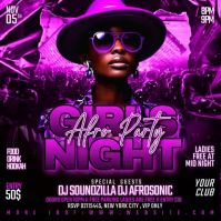 Purple Neon Girls Night Afro Party Instagram Post Video template