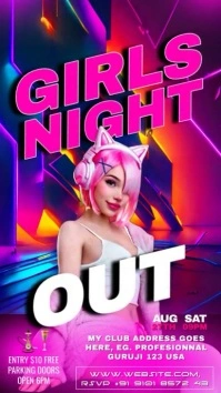 Purple Neon Girls Night Out Club Party Ads  I Instagram Story template