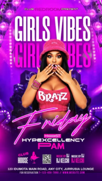 Purple Neon Girls Night Out Event Instagram Story Video template