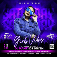 Purple Neon Girls Night Out Instagram Post Video template