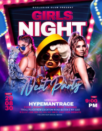 Purple Neon Girls Night Party Flyer Video template