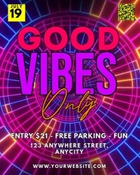 Purple Neon Good Vibes Only Instagram Portrait template