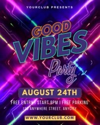 Purple Neon Good Vibes Party Instagram Portrait template