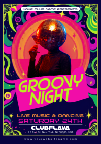สีม่วง Groovy Night Event A5 Template