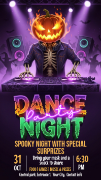 Purple Halloween Dance Party Instagram-verhaal Template