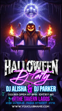 Purple Halloween DJ Party Instagram Story Template