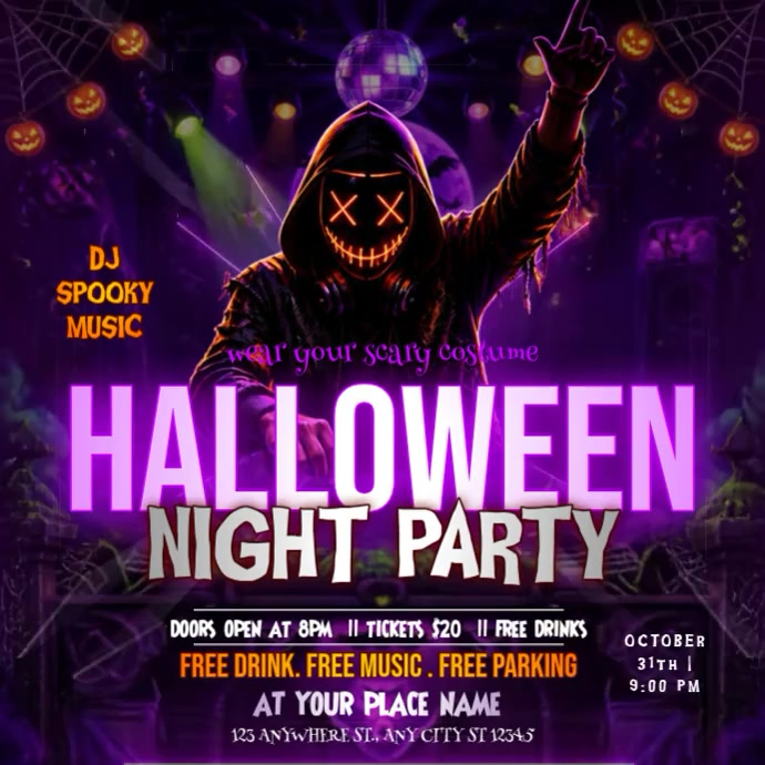 Halloween Night Party Template | PosterMyWall