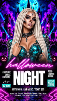 Lila Halloween Night Party เรื่องราวบน Instagram Template