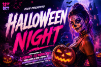 Purple Halloween Party Poster Template