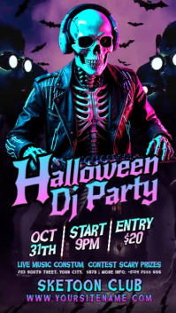 Purple Neon Halloween Trick And Treat Flyer Instagram Story template