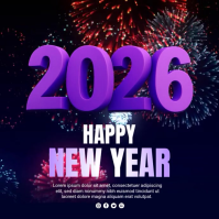 Purple Neon Happy New Year Square (1:1) template