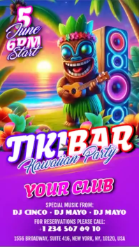 Purple Neon Hawaiian Party Digital Display Video Цифровой дисплей (9 : 16) template
