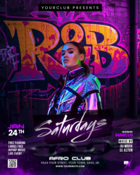 Purple Neon Hip Hop Club Event Instagram Portrait template