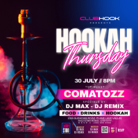 Purple Neon Hookah Lounge Event Instagram Post template