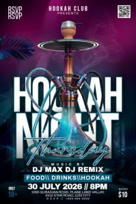 Purple Hookah Night Event Poster Template