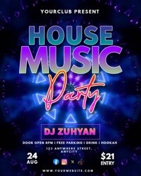Purple Neon House Music Party Instagram Portrait template