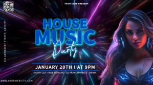 Purple Neon House Music Party Pos Twitter template